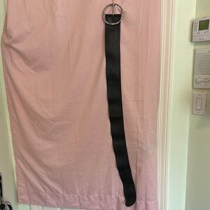 Chico’s Wide Black Leather Belt w/ Hammered Silver & Rhinestones Buckle, Size L